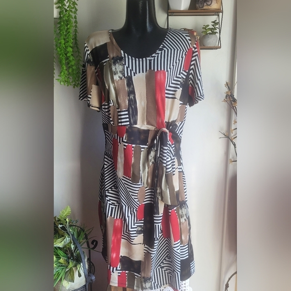 Emotions multi colored abstract dress L - Picture 1 of 5